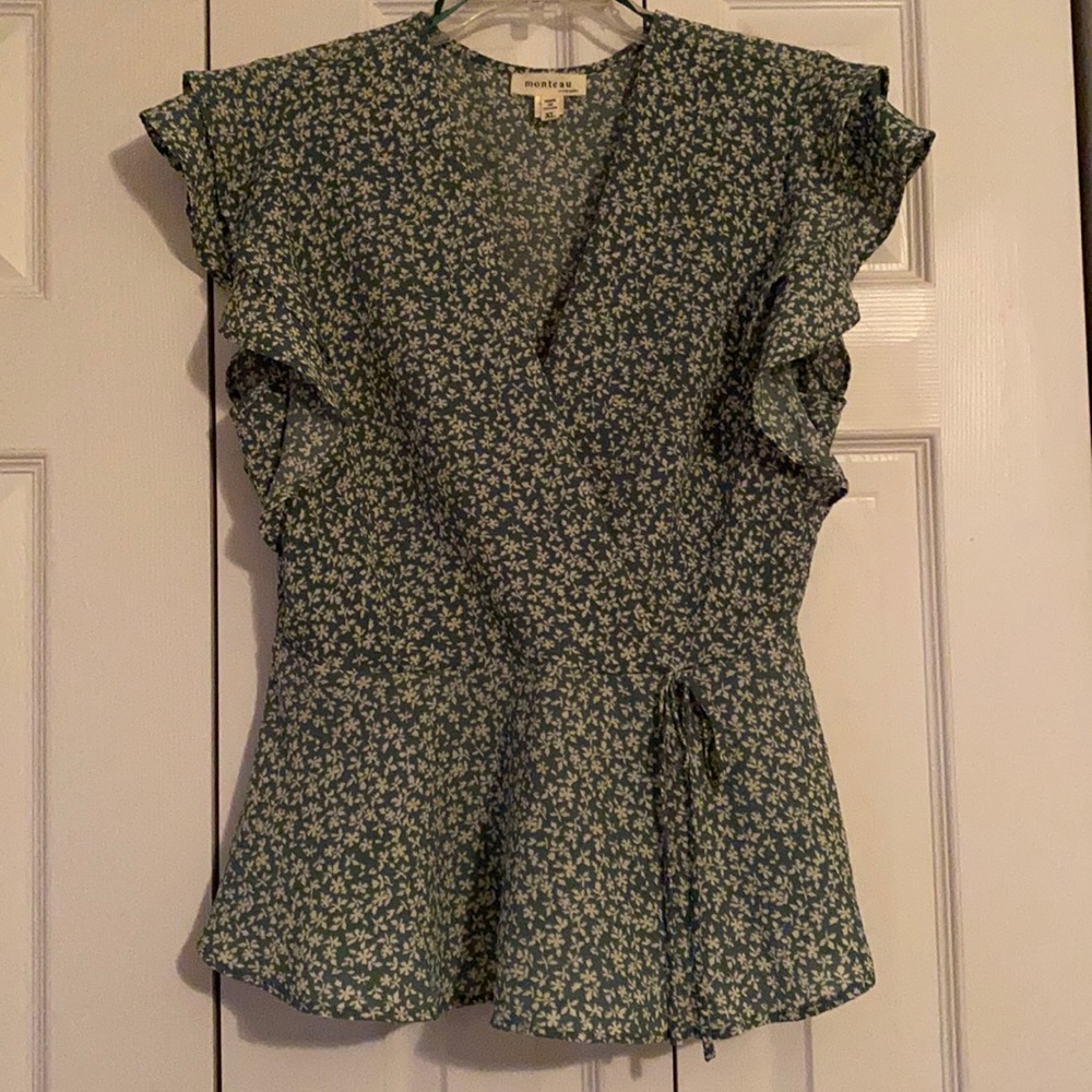 Green Floral Peplum Blouse